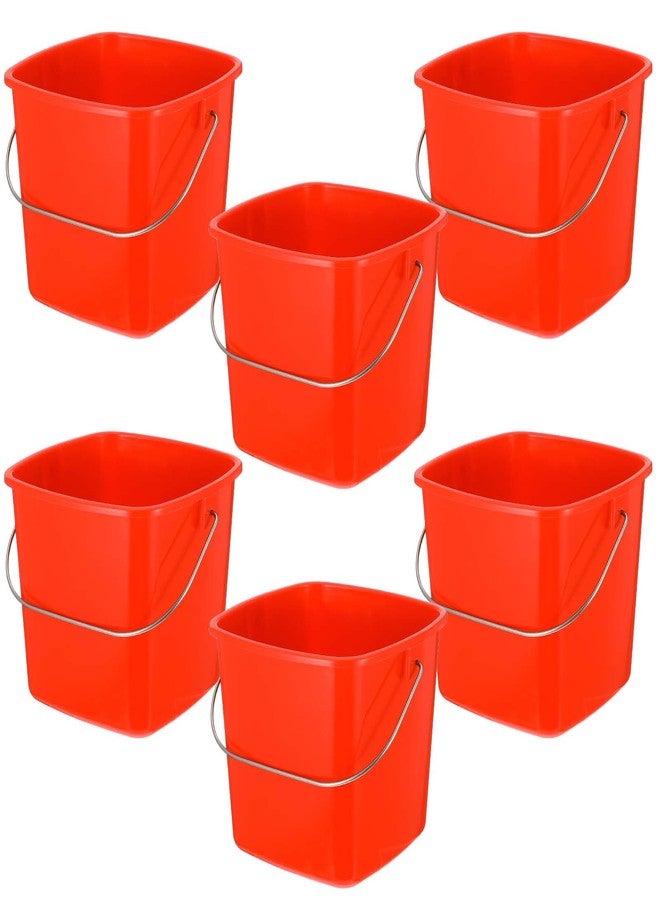 Kifmurase 6 Pcs 3 Quart Plastic Cleaning Bucket, Small Square Detergent Pail with Handles, Utility Bucket for Home, Office, Kitchen, School, Commercial Use,（Red） - Image 1
